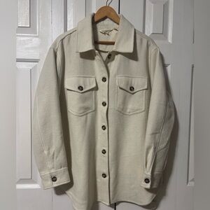 Cream Button-Up Shirt Jacket